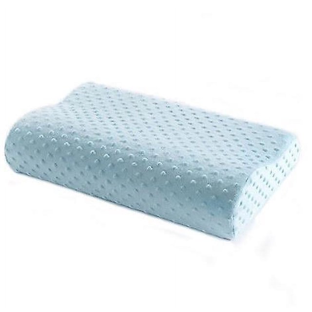 Almohada de bambú para dormir, almohada de espuma viscoelástica, almohada ortopédica saludable y transpirable para aliviar la fatiga del cuello, azul, 50 x 30 cm