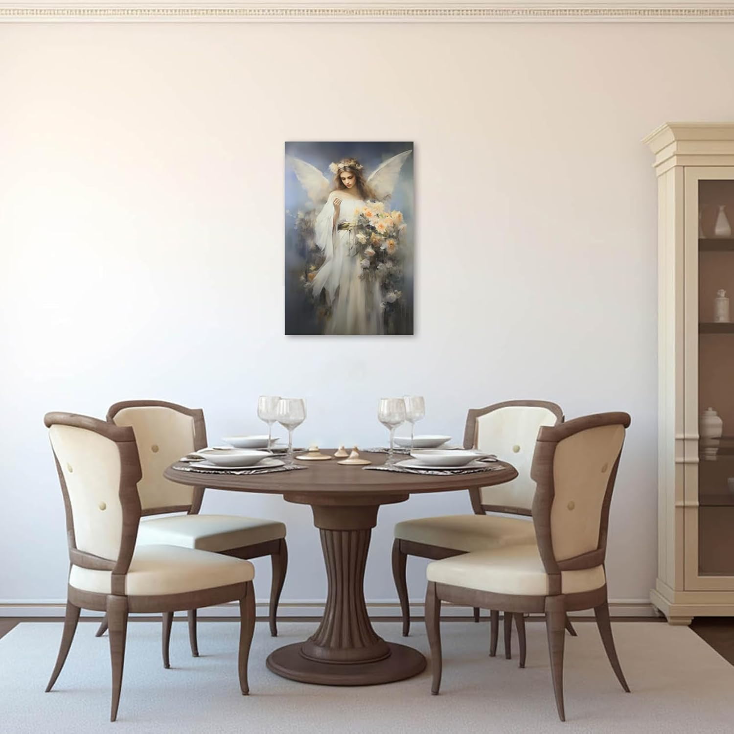 ZHONGYUTONG Angel Canvas Wall Art Angel Wing Painting Prints Elegant Girls Picture Abstract Vintage Artwork for Living Room Home Decor Framed (20.00" x 30.00")