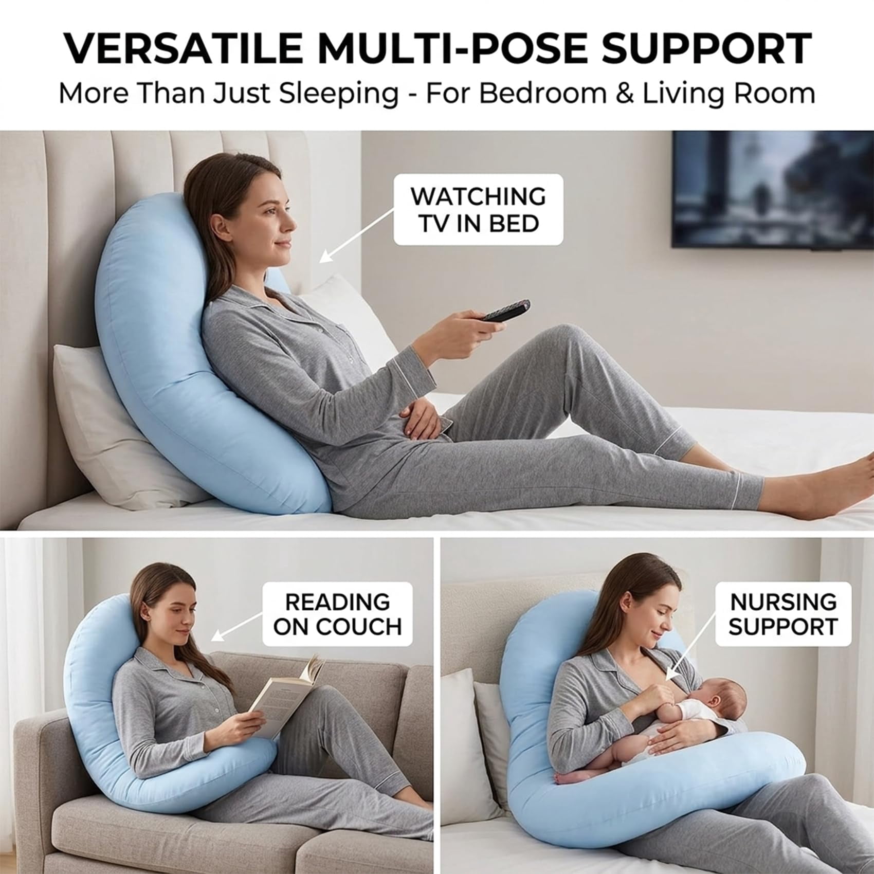 Pea Pod Body Pillow for Adults, Ergonomic Long Hugging Pillow for Side Sleepers, Soft Full Body Support Cushion with Removable Washable Cover for Bed and Sofa