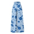 thumbnail image 4 of EliteGoogv Womens Plus Size Pants Wide Leg Floral Print Trousers For Women Casual Summer Vacation Bottoms Blue S, 4 of 4