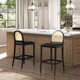 thumbnail image 2 of Panama 30.5" Curved Back Rattan Bar Stool with Black Boucle Fabric - Set of 2, 2 of 8