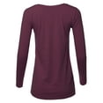 thumbnail image 3 of A2Y Women's Basic Solid Soft Cotton Long Sleeve V-neck Top T-shirt Dark Plum 2XL, 3 of 6