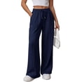thumbnail image 7 of Women’s High Waisted Sweatpants Wide Leg Lounge Pants with Drawstring Elastic Waist Casual Workout Jogger Trousers with Pockets, 7 of 7