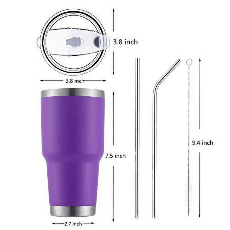 30oz Blue Tumbler Stainless Steel Double Wall Vacuum Insulated Mug with  Straw and Lid, Cleaning Brush for Cold and Hot Beverages
