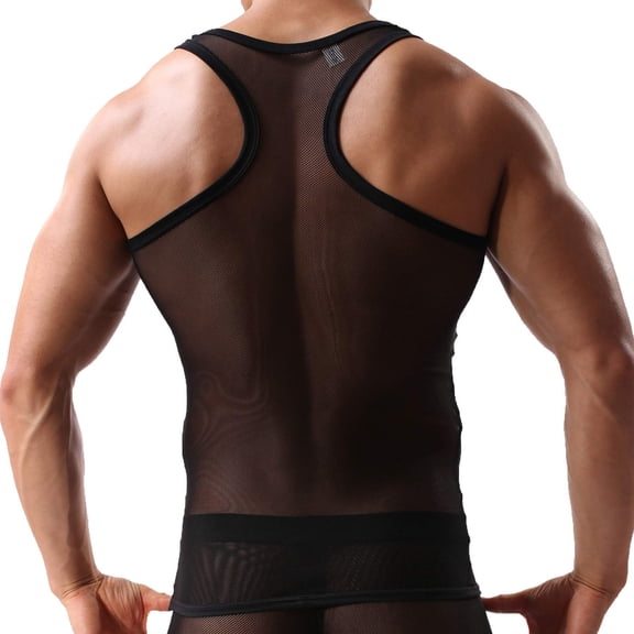 Womens Lingerie Sheer Mesh Breathable Sleeveless Casual Slim Fit Lingerie Top Black L