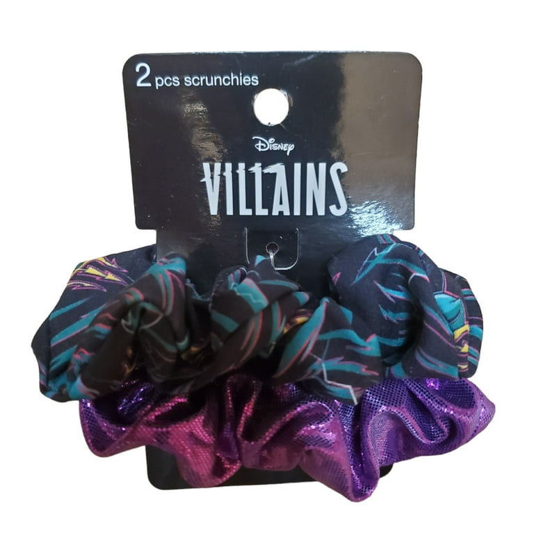 Scunci x Disney Villains 2-Piece Hair Scrunchies, Purple and Black Green Ursula