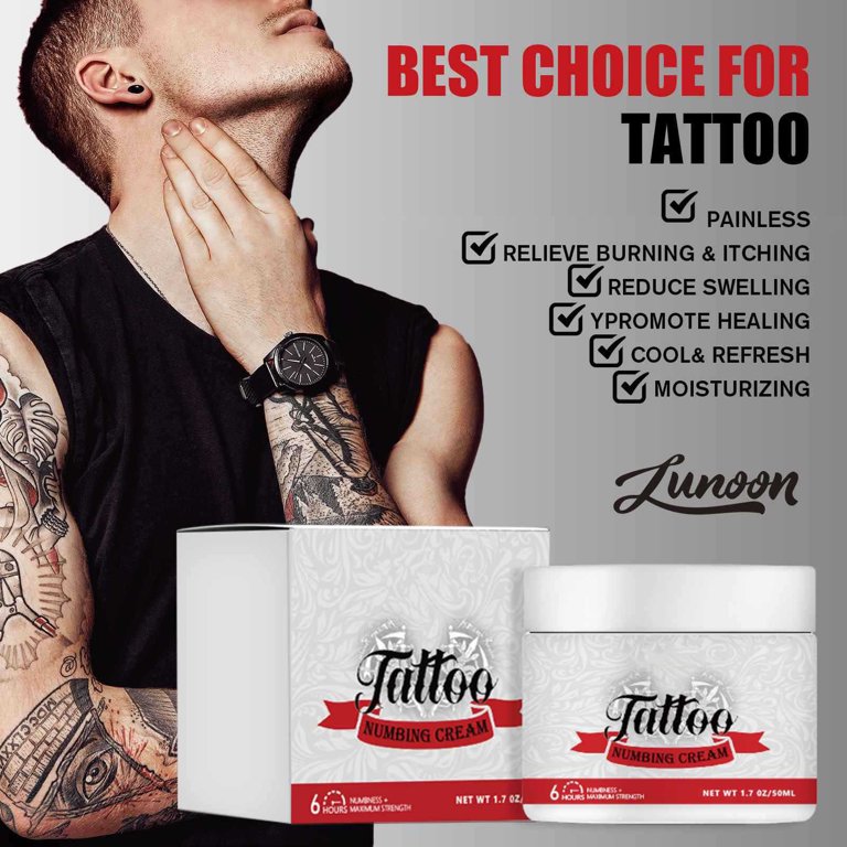 AOVUWU Tattoo Numbing Cream for Painless Tattooing and Piercings Fast Acting, Long Lasting, Skin Safe Formula, 1.7 oz