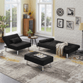 thumbnail image 2 of Canddidliike Furniture Sectional Sofa Set, Fabric Convertible Folding Sofa with 2 Cup Holders & Ottoman - Black, 2 of 10