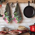 thumbnail image 6 of Spring Pink Roses Kitchen Towels Set of 2, Pastoral Eucalyptus Leaves Brown Wooden Absorbent Dish Towels for Kitchen, Microfiber Hand Towel, Quick Drying Tea Towel for Cleaning Decorative Dishcloths, 6 of 7