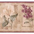 thumbnail image 1 of Purple Beige Flowers Abstract Floral Wallpaper Border Retro Design, Roll 15' x 8.25'', 1 of 3
