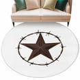 thumbnail image 2 of Country Star Texture Round Living Room Rugs 7 ft, Western Farm Traditional Texas Style Washable Area Rug with Non-Slip Sturdy Edge Binding Round Carpet for Kitchen Office Bedroom, 2 of 9