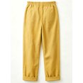 thumbnail image 3 of Womens Casual Linen Capri Cargo Pants Loose elastic Waist ankle Cropped Trouser with Pockets and Button, 3 of 5