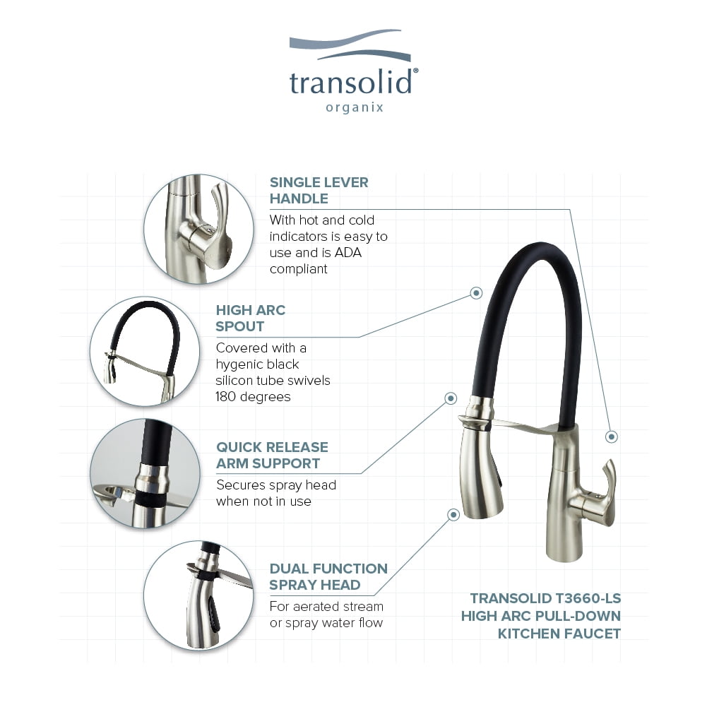 Transolid T3660-LS Organix Pull-Out Kitchen Faucet in Luxe Stainless