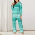 thumbnail image 2 of Balery Teal Turquoise Conjunto de Pijama con Estampado para Mujer, Conjunto de Dos Piezas con Manga Larga, Ropa de Dormir Suave con Bolsillos, Pijamas Cómodos-XX-Large, 2 of 7