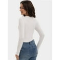 thumbnail image 2 of Womens Square Neck T Shirts Long Sleeve Tops Fitted Tees, 2 of 6