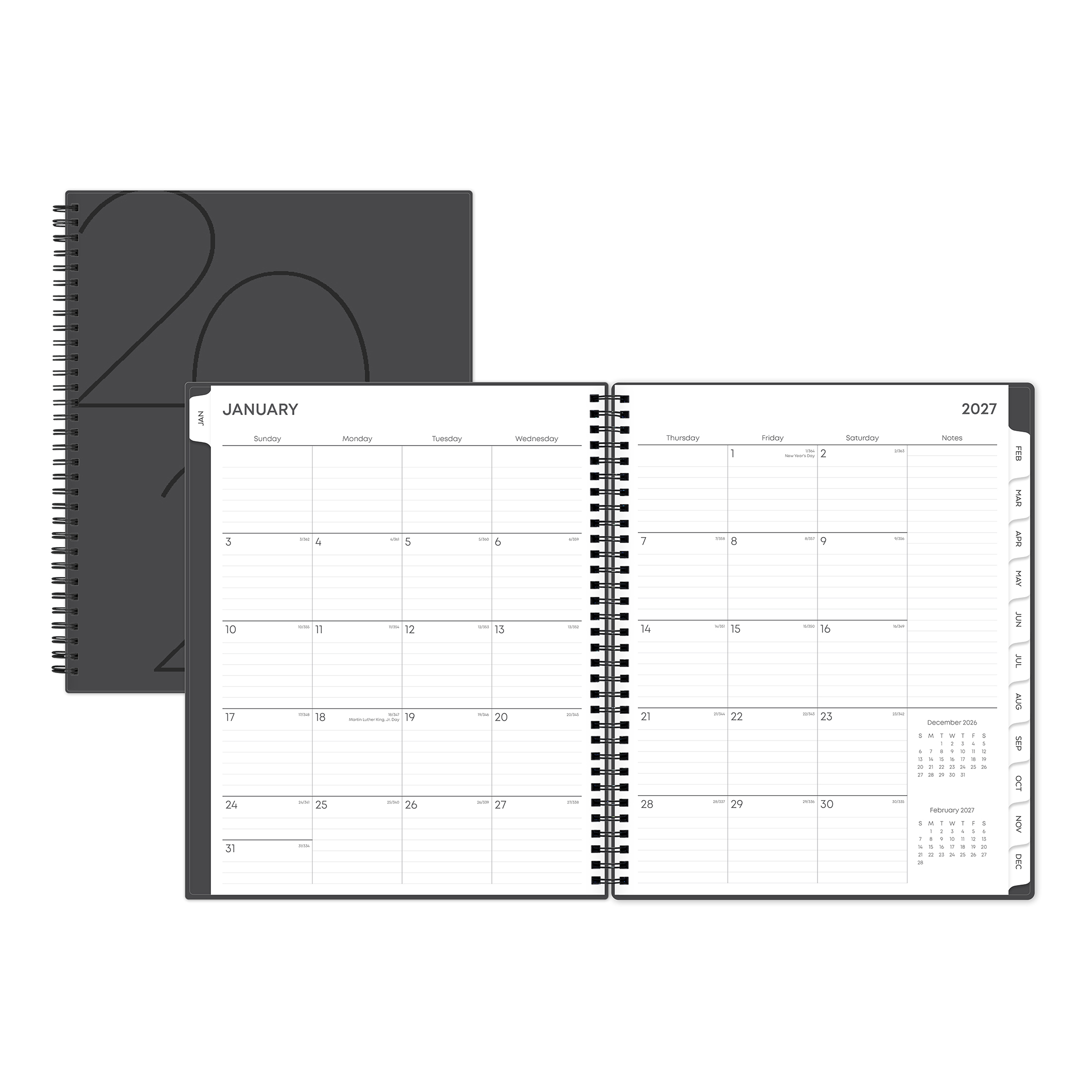 Blue Sky Monthly Weekly Planner, Charcoal photo 3