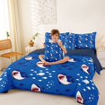 thumbnail image 3 of Feelyou Ocean Shark Bedding Comforter Set for Kids Boys Girls, Cartoon Sea Wildlife Queen Bedding Sets, Navy, Blue Reversible, 7-Piece, 3 of 7