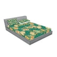 thumbnail image 2 of Ambesonne Ethnic Fitted Sheet & Pillow Sham Set, Folkloric Paisley Flowers, Queen, Apricot Hunter Green, 2 of 2