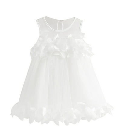 

OVTICZA Baby Toddler Floral Tulle Tutu Dress Sleeveless Summer Dresses Sundress for Girls White 90/10
