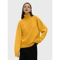 thumbnail image 5 of Women'S Sweater Fall Winter Chunky Knitted Pullover Ribbing Hem Trendy Basic Jumper Top Yellow M, 5 of 9