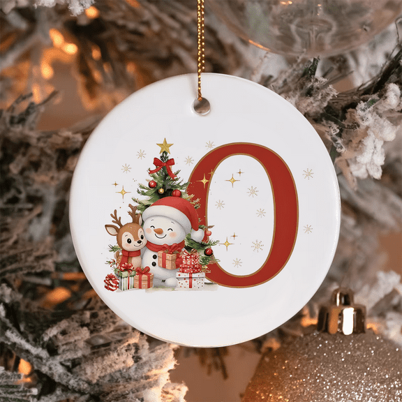 Letter O Pendant，Anniversary Plaque，Christmas Tree Decor,Ceramic Ornament,Keepsake Ornament,Married Ornament,Hanging Ornaments,Decorative Hanging Ornaments,Suitable for Christmas, gift giving