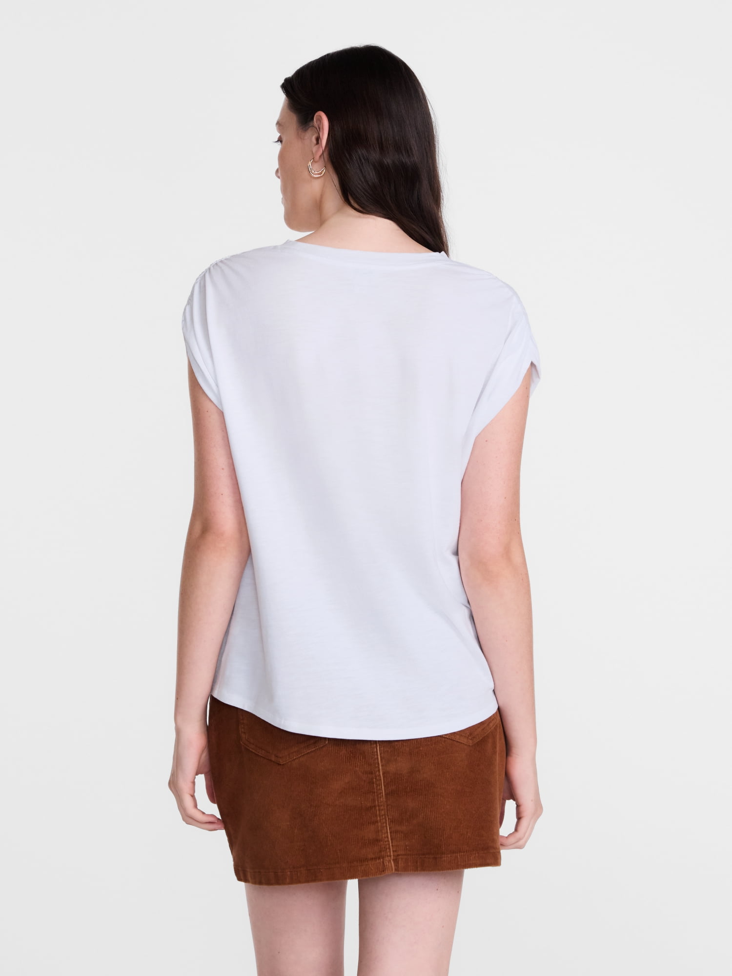 Scenario Women's and Women's Plus Shirred Shoulder Tee, Sizes XS-4X