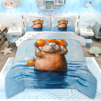 Castle Fairy Cute Capybara Full Size Comforter Sets,Kawaii Animal Bedding Sets