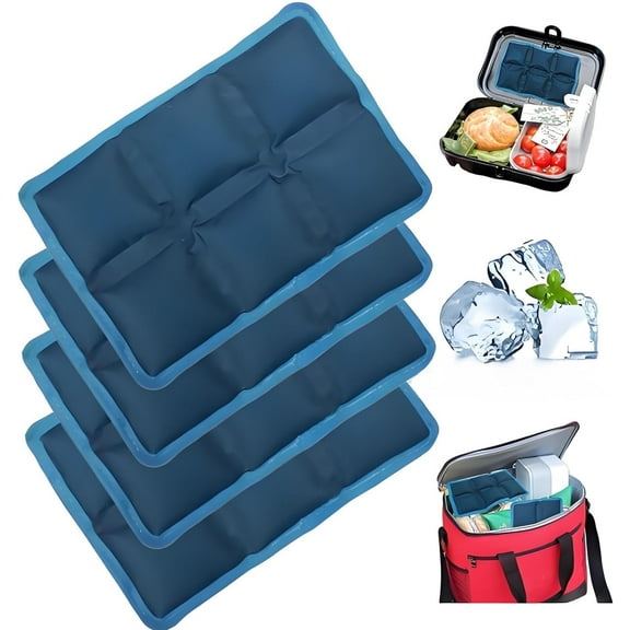 Triani 4Pcs Ice Packs for Lunch Box & Coolers Reusable and Long-Lasting Cold Packs Flexible Slim Ice Packs for Camping Picnics Dinners Tours Trips Daily Use
