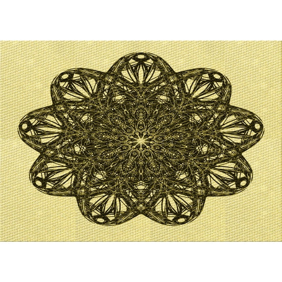 Ahgly Company Indoor Rectangle Patterned Mustard Yellow Area Rugs, 4' x 6'