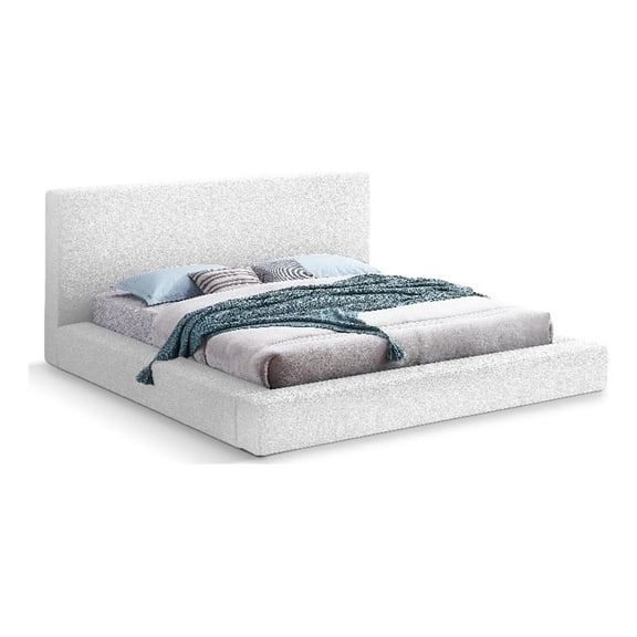 Meridian Furniture Terra White Boucle Fabric Full Bed