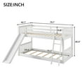thumbnail image 5 of Euroco Twin over Twin Floor Bunk Bed, Solid Wood with Ladder and Slide for Kids Teens Adults, White, 5 of 12