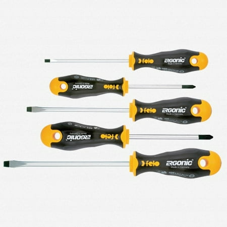 - Felo 53693 Ergonic 5 Piece Slotted & Phillips Screwdriver Set