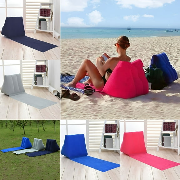 LAMIRO Inflatable Beach Chair with Pillow,Solid