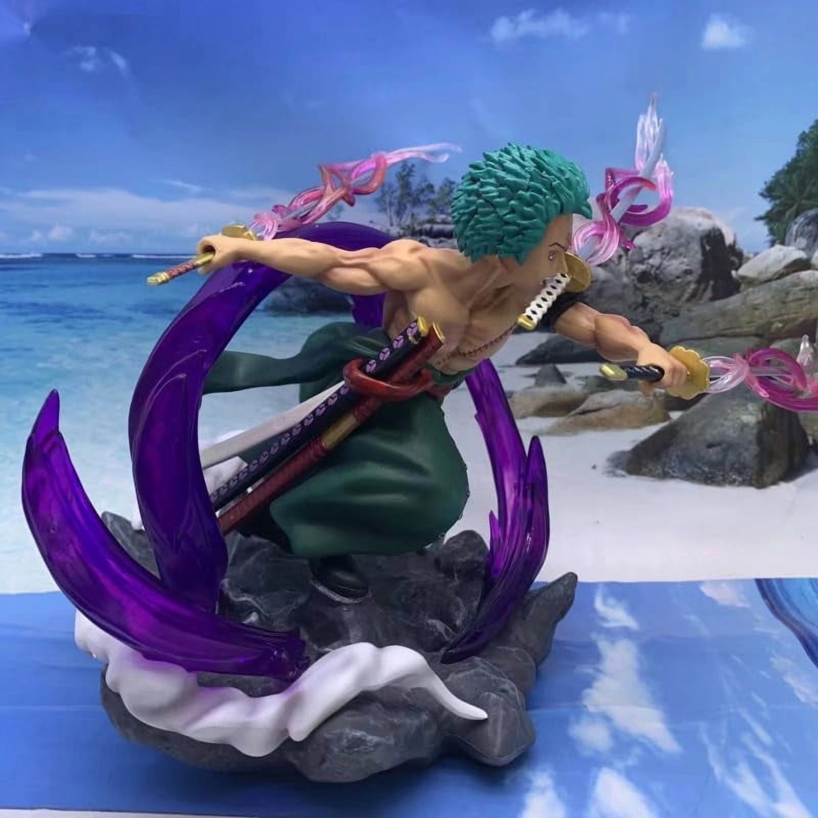 Zoro Figure Q Version Three Swords Zoro Anime Figures 17cm/6.7inch PVC Character Figurine Cosplay Model Collectible for Anime Fans Gift