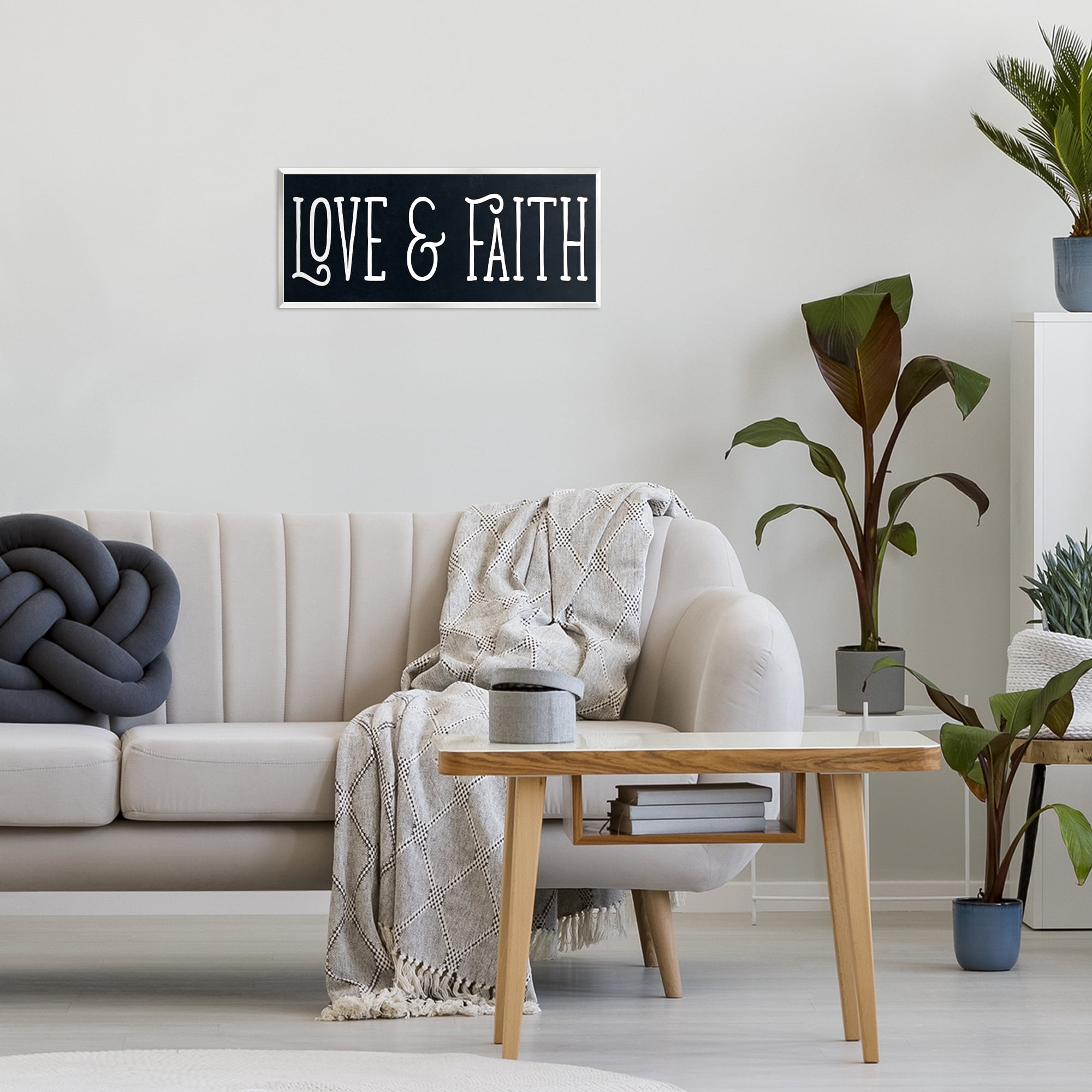 Stupell Industries Love & Faith on Black Wall Plaque Art, design by SD Graphics Studio
