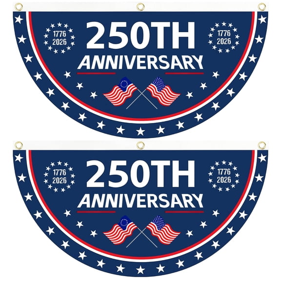 2PCS 250th Anniversary USA Flag, 1.5X3 FT 1776-2026 Fan Flags, 2 Ply Year American Anniversary Flag for Wall, Front Door, Porch, Fence, Outdoor Decorations