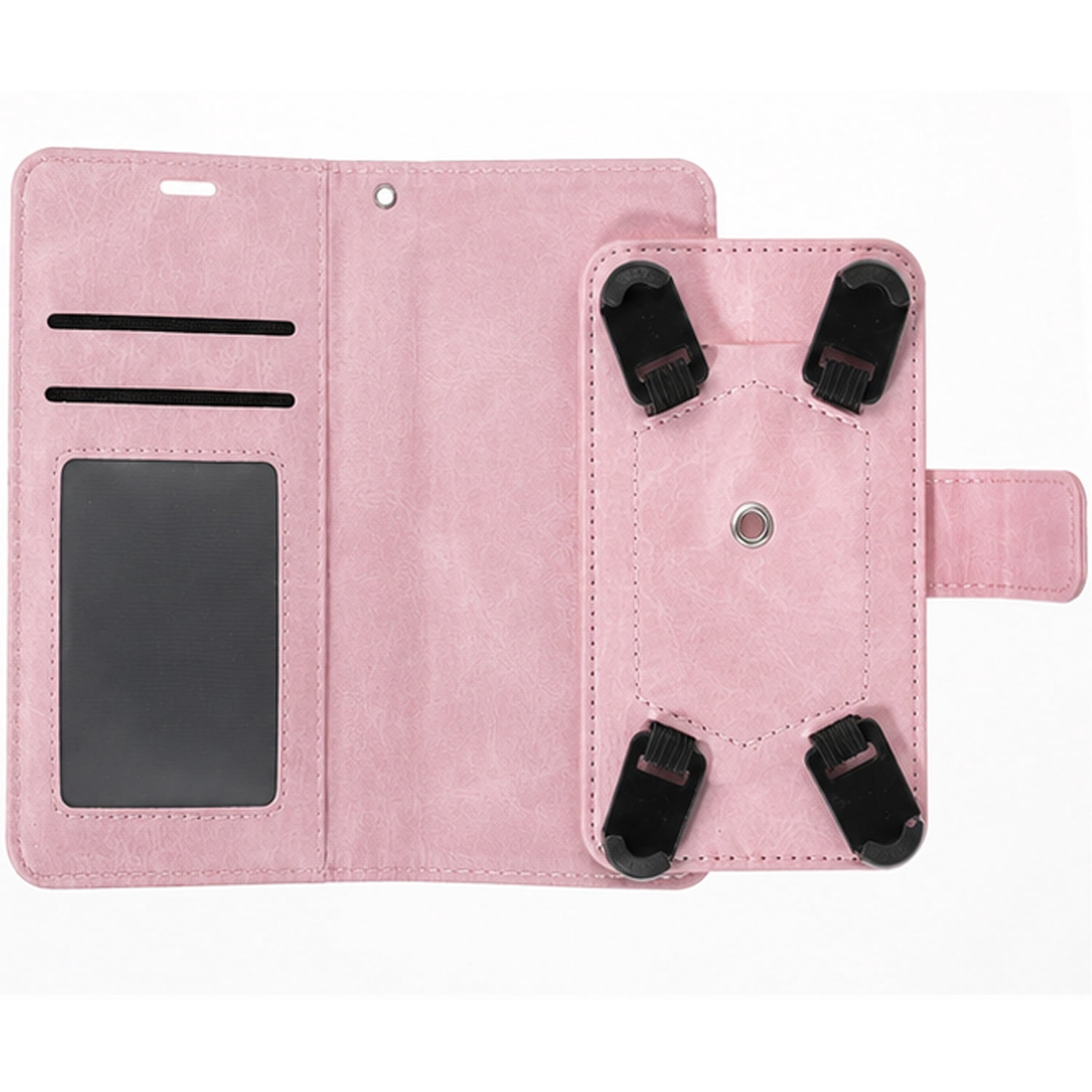 YUW-Small (4.5"-4.8") Universal Wallet Case with 360° Rotating Stand Holder - Pink