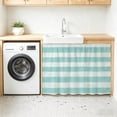 thumbnail image 3 of Aqua Striped Sink Skirt 10"W x 11"L, Dustproof Under Sink Curtain Skirt for Bathroom Kitchen, Rustic Farmhouse Stripes Adhesive Short Vanity Curtains Cover for Laundry Room Closet Shoe Rack, 3 of 8