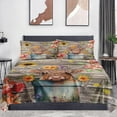 3 Pieces Twin Size Bed Sheet Sets with Pillowcases, Cow Flower Soft
