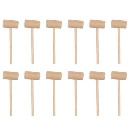

50Pcs Solid Wood Mini hammers Crab Hammers Planet Cake Mallets (Log Color)