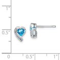 thumbnail image 5 of 925 Sterling Silver Rhodium-plated Blue Topaz and Diamond Heart Earrings, 5 of 5