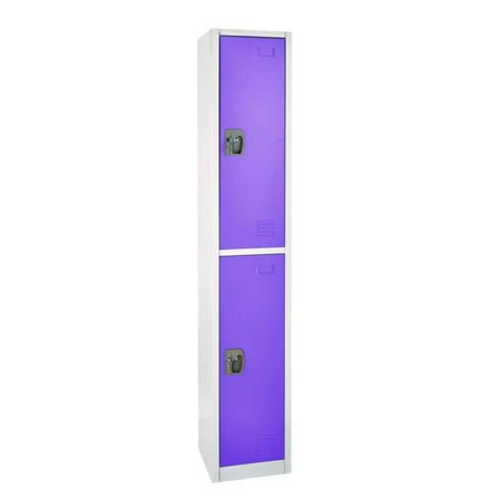 AdirOffice ALHI629202PUR Steel Storage Locker, 2 Compartment, 12 x 12 x 72 in., Purple