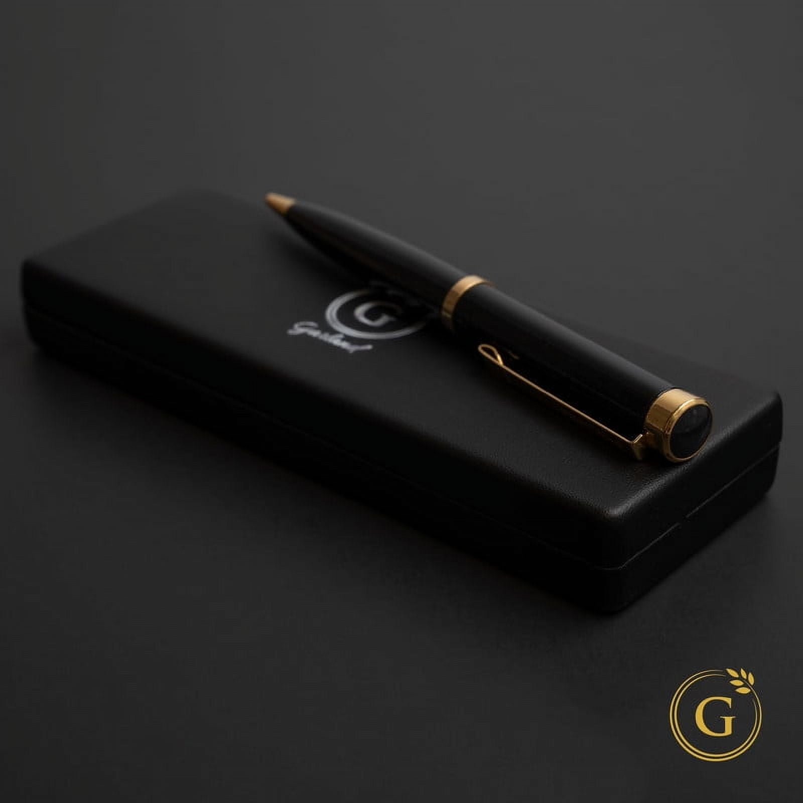 Garland Luxury Executive Twist Pen – Made in USA - Heirloom Quality All Brass Pen, Premium Gift Box, Executive Desk, Gifts, Clients, Graduates, Professionals, Refillable - Black with Gold Trim