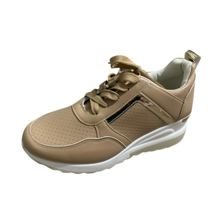 

gvdentm Sneakers For Women Casual Platform Women s Breathable Round Lace-up Sneakers Summer Wide Sneakers for Women