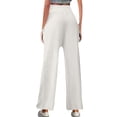 thumbnail image 4 of Lenpel Women's Cotton Linen Pants Elastic High Waisted Wide Leg Lounge Pants Palazzo Beach Trousers with Pockets, 4 of 7