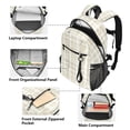 thumbnail image 5 of JIALIOU 14" Laptop Backpack Waterproof Airline Approved Stylish Casual Daypack for Travel Business College Work, Beige and White Plaid, 5 of 8
