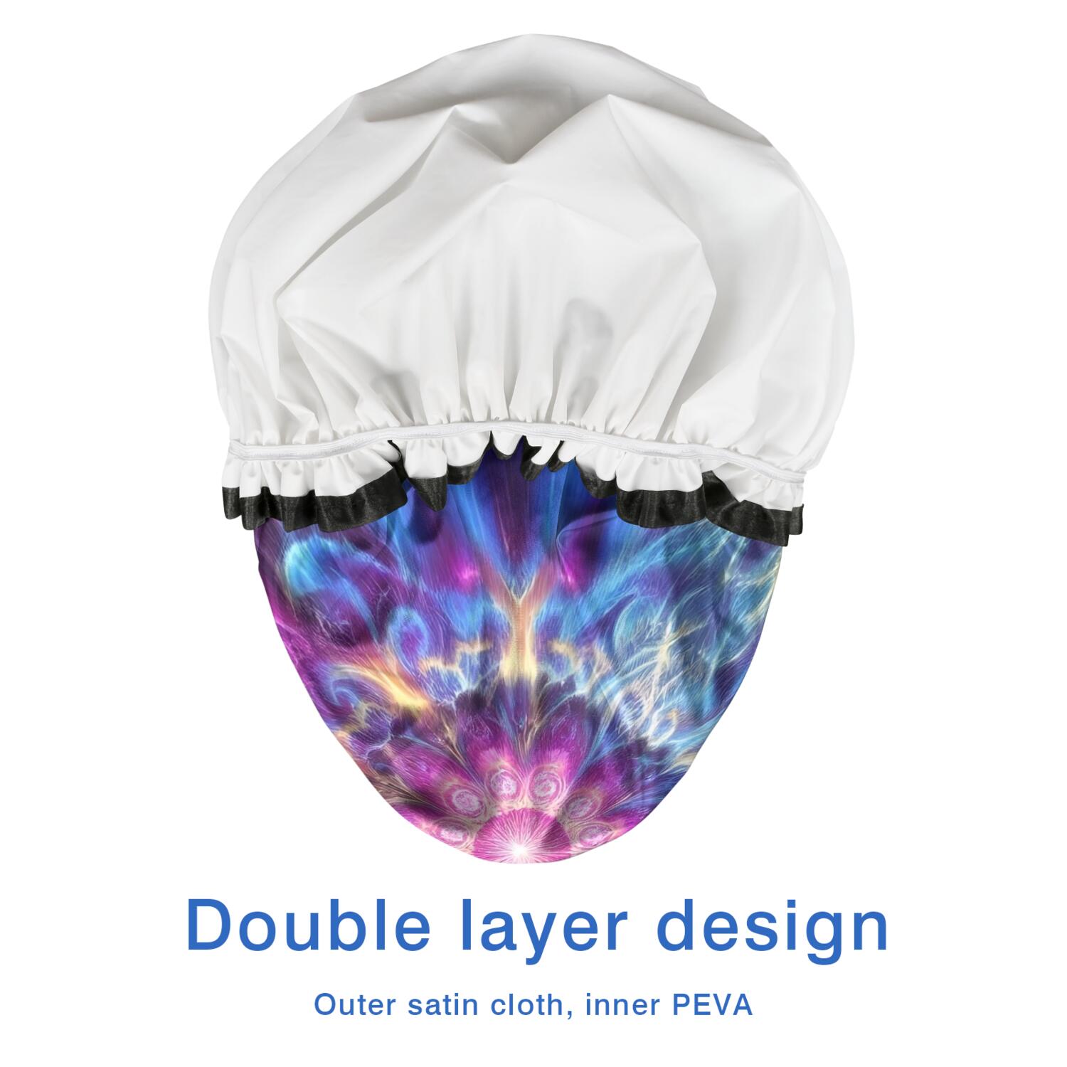 Shower Caps,Colorful Tie Dye Flame Flower Pattern Waterproof Shower Cap for Women 4 Pieces,Double Reusable Hair Cover for Shower PEVA Elastic Stretch Hem