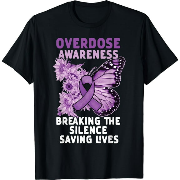 Overdose Awareness Purple Ribbon Drug Addiction T-Shirt