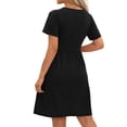 thumbnail image 5 of MOSHU Summer Dresses for Women Crewneck Short Sleeve Midi Dress Casual Button A-Line Sundress with Pockets, 5 of 10