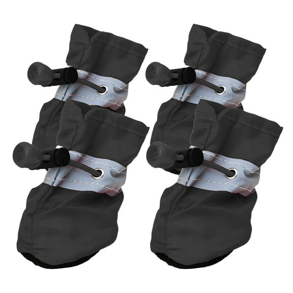 TELOLY 4Pcs Dog Shoes,Oxford Dog Rain Boots,Dog Booties,Black,7.5*6.5Cm